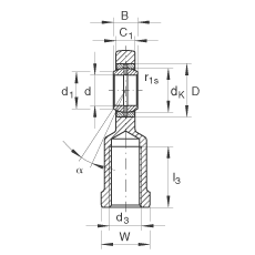 INA杆端轴承 GIL25-DO, 根据 DIN ISO 12 240-4 标准，带左旋内螺纹，需维护