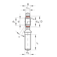 INA杆端轴承 GAR60-UK-2RS, 根据 DIN ISO 12 240-4 标准，带右旋外螺纹，免维护，两侧唇密封