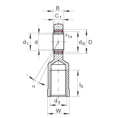 INA杆端轴承 GIL8-UK, 根据 DIN ISO 12 240-4 标准，带左旋内螺纹，需维护