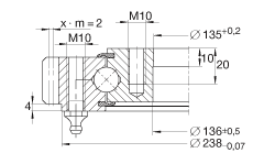 INA四点接触球轴承 VA140188-V, 有外齿，两侧唇密封