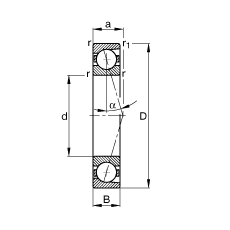 FAG主轴轴承 B7003-C-T-P4S, 调节，成对安装，接触角 α = 15°，限制公差