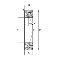 FAG主轴轴承 HS7024-C-T-P4S, 调节，成对安装，接触角 α = 15°，限制公差