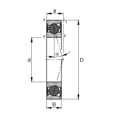 FAG主轴轴承 HCB7206-C-2RSD-T-P4S, 调节，成对或单元安装，接触角 α = 15°，陶瓷球，两侧唇密封，非接触，限制公差