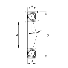 FAG主轴轴承 B7200-C-2RSD-T-P4S, 调节，成对安装，接触角 α = 15°，两侧唇密封，非接触，加严公差