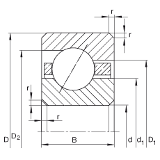 INA薄截面轴承 CSED160, 角接触球轴承，类型E，运行温度 -54°C 到 +120°C