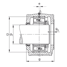 FAG直立式轴承座 SD3164-H-TS-AF-L + 23164-K-MB, 剖分，用于带锥孔和紧定套的调心滚子轴承，迷宫密封，脂润滑