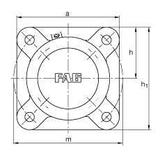 FAG法兰式轴承座 F518-A-L + 22218-E1-K, 方形的，用于带锥孔和紧定套的轴承，毡密封，脂润滑