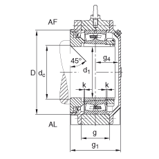 FAG直立式轴承座 BND3156-H-C-T-AL-S, 非剖分，用于带锥孔和紧定套的轴承，轴上带法兰，Taconite 密封，脂润滑