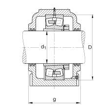 FAG直立式轴承座 SD538-N-FZ-BL-L + 22238-K-MB, 剖分，用于带锥孔和紧定套的调心滚子轴承，毛毡密封，脂润滑