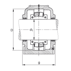 FAG直立式轴承座 SD548-N-FZ-BL-L + 222SM220-MA, 剖分的调心滚子轴承，毛毡密封，脂润滑