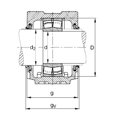 FAG直立式轴承座 SNV200-L + 23222-E1-TVPB + DHV222, 根据 DIN 738/DIN739 标准的主要尺寸，剖分，带圆柱孔和紧定套的调心滚子轴承，V 型圈密封，脂和油润滑