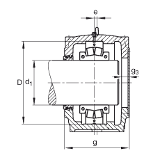 FAG直立式轴承座 SD3164-H-TS-AL-L + 231SM300-MA, 剖分的调心滚子轴承，迷宫密封，脂润滑