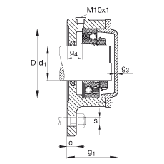FAG法兰式轴承座 F505-WA-L + 2205-K-TVH-C3, 三角的，用于带锥孔和紧定套的轴承，毡密封，脂润滑