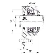 FAG法兰式轴承座 F511-B-L + 1211-K-TVH-C3, 三角的，用于带锥孔和紧定套的轴承，毡密封，脂润滑