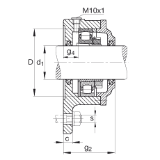 FAG法兰式轴承座 F510-B-L + 20210-K-TVP-C3, 三角的，用于带锥孔和紧定套的轴承，毡密封，脂润滑