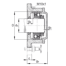 FAG法兰式轴承座 F522-A-L + 1222-K-M-C3, 方形的，用于带锥孔和紧定套的轴承，毡密封，脂润滑