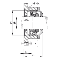 FAG法兰式轴承座 F522-B-L + 1222-K-M-C3, 方形的，用于带锥孔和紧定套的轴承，毡密封，脂润滑
