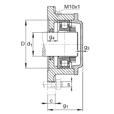 FAG法兰式轴承座 F518-A-L + 20218-K-MB-C3, 方形的，用于带锥孔和紧定套的轴承，毡密封，脂润滑