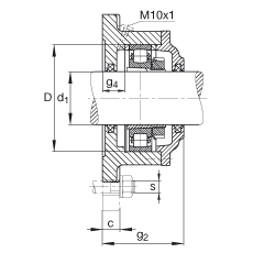 FAG法兰式轴承座 F520-B-L + 20220-K-MB-C3, 方形的，用于带锥孔和紧定套的轴承，毡密封，脂润滑