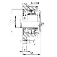 FAG法兰式轴承座 F518-A-L + 22218-E1-K, 方形的，用于带锥孔和紧定套的轴承，毡密封，脂润滑