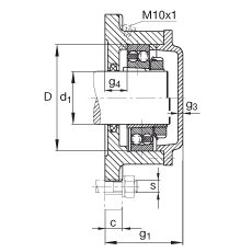FAG法兰式轴承座 F518-A-L + 2218-K-TVH-C3, 方形的，用于带锥孔和紧定套的轴承，毡密封，脂润滑