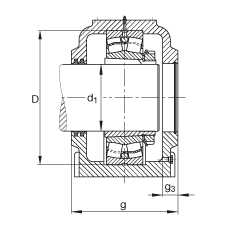 FAG直立式轴承座 SD536-N-FZ-AF-L + 22236-E1-K, 剖分，用于带锥孔和紧定套的调心滚子轴承，毛毡密封，脂润滑